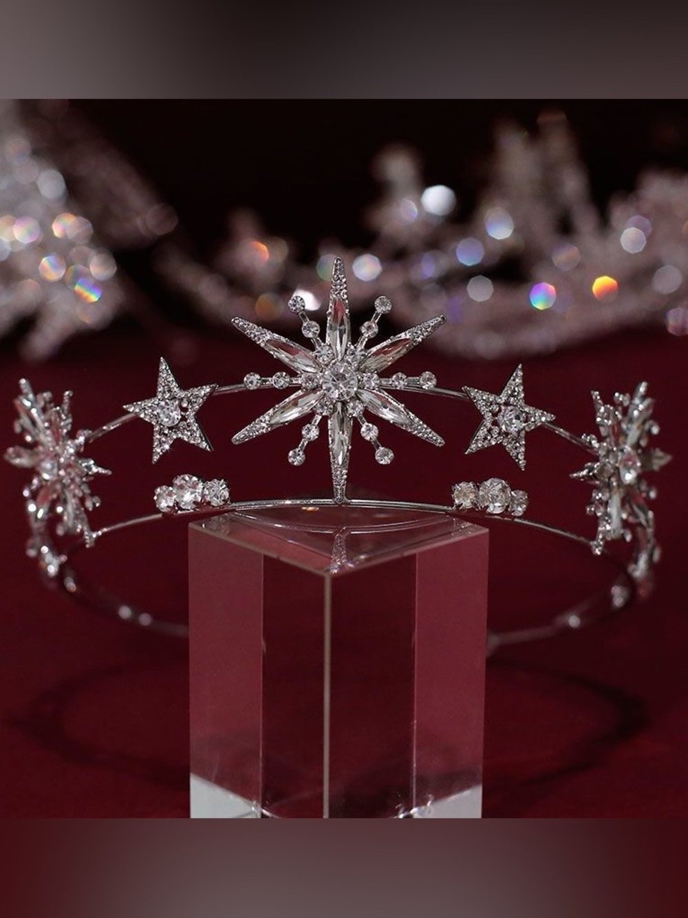 Silver Starburst Crystal Tiara - Women Accessories